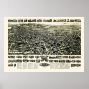 Meriden, panoramische Karte CT - 1918 Poster