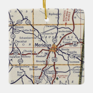 Meridian MS Vintag Map Keramikornament