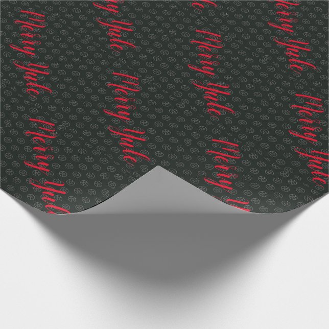Merines Weihnachten Schwarzes Wrapping Paper Geschenkpapier (Ecke)