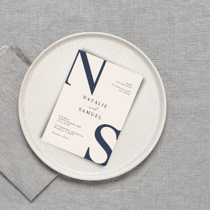 Merino Minimalistisch & elegant kühne Initials Wed Einladung