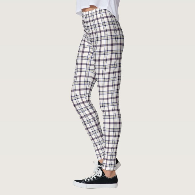Merino White and Blue Zodiac Plaid Leggings (Links)