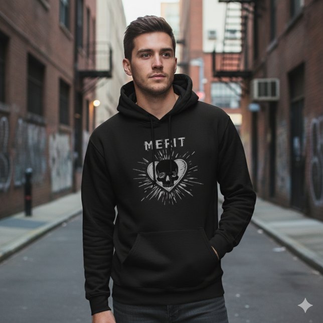 Merit Skull Heart Grunge Graphic Hoodie (Von Creator hochgeladen)