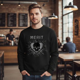 Merit-Totenkopf-Herz-Grunge-Grafik-T-Shirt Sweatshirt