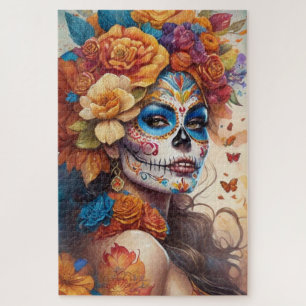 Merizing Women in Sugar Skull Make Puzzle