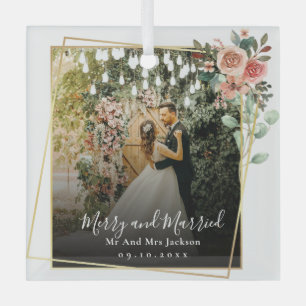 Merk und Verheiratet   Newleweds Christmas Floral Ornament Aus Glas