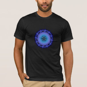 Merkaba gewundenes Mandala-Blau T-Shirt