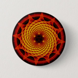 Merkaba gewundenes Mandala-Rot (Fraktal-Geometrie) Button
