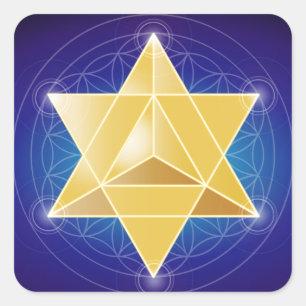 Merkaba mit Blüte des Lebens Quadratischer Aufkleber