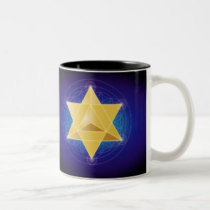 Merkaba mit Flower of Life Zweifarbige Tasse
