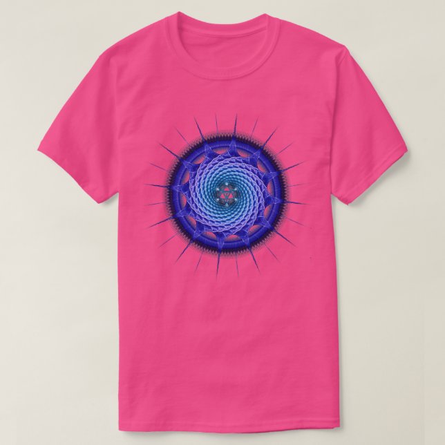 Merkaba Spiral Mandala Blue Fraktal Geometry T-Shirt (Design vorne)