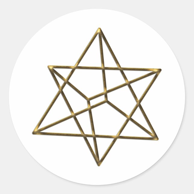 Merkaba - Stern Tetraeder - Metatrons Würfel Runder Aufkleber (Vorderseite)