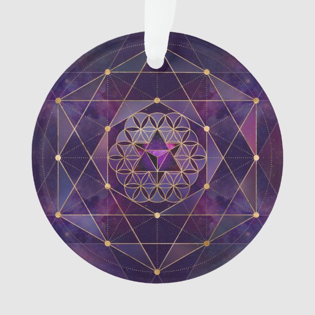 Merkabah in Blume des Lebens - Heilige Geometrie Ornament (Vorderseite)