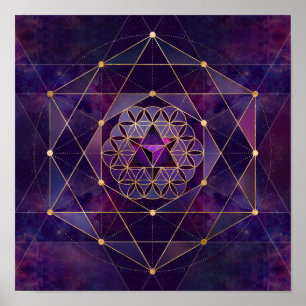 Merkabah in Blume des Lebens - Heilige Geometrie Poster