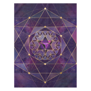 Merkabah in Blume des Lebens - Heilige Geometrie Tischdecke