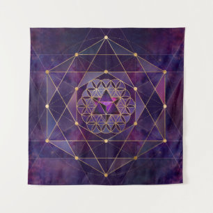 Merkabah in Blume des Lebens - Heilige Geometrie Wandteppich