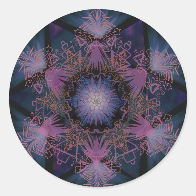 Merkabah Mandala Pattern Runder Aufkleber (Vorderseite)