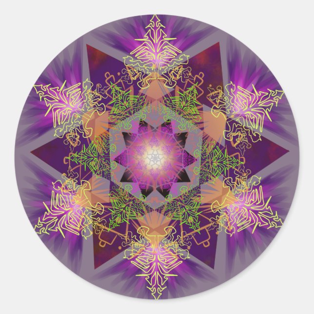 Merkabah Mandala Pattern Runder Aufkleber (Vorderseite)