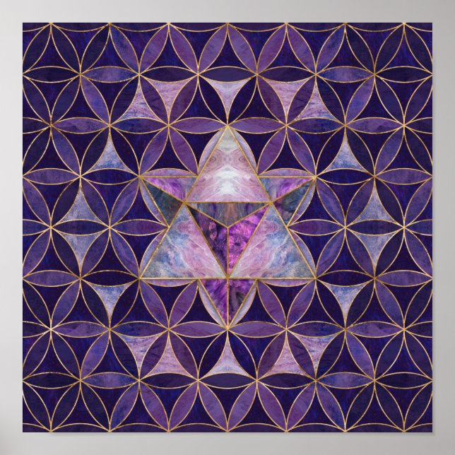 Merkabah zur Blume des Lebensmusters Poster (Vorne)