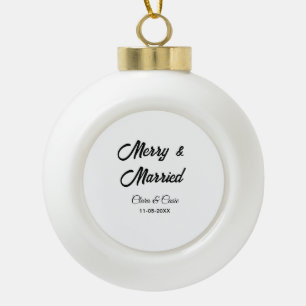 Merke und verheiratetes Paar Name Datum FeiertagCh Keramik Kugel-Ornament