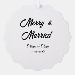 Merke und verheiratetes Paar Name Datum FeiertagCh Ornament Karte