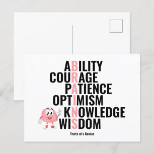 Merkmale eines Genius Postkarte