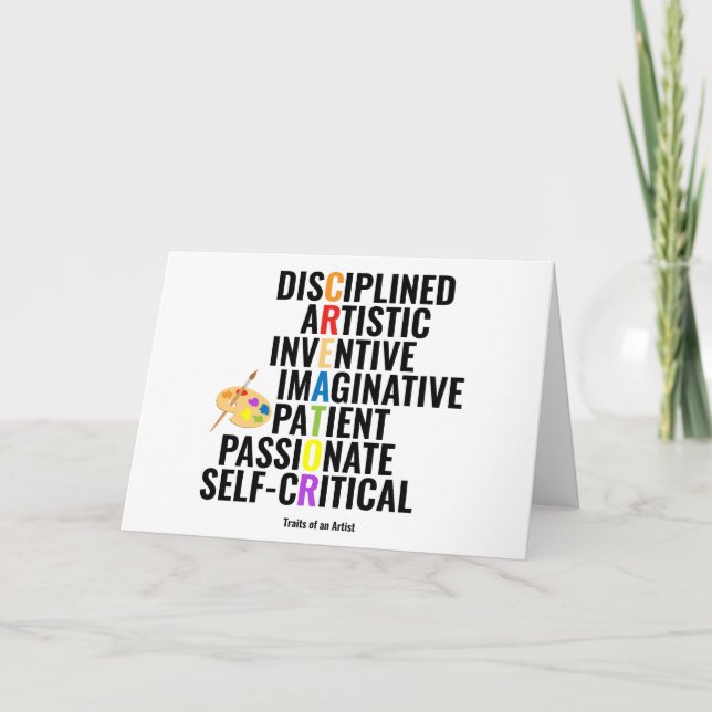 Merkmale eines Künstlers Karte (Vorderseite)