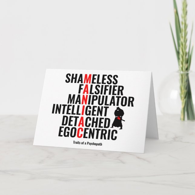 Merkmale eines Psychopathen Karte (Vorderseite)
