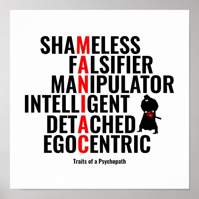 Merkmale eines Psychopathen Poster (Vorne)