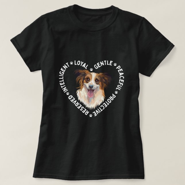Merkmale von Papillon Dog Canine Animal Pupp T-Shirt (Design vorne)