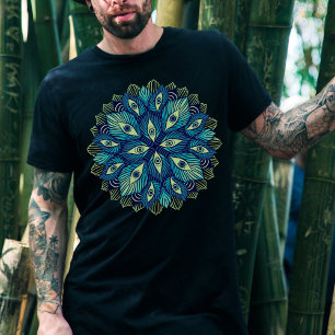 Merkwürdig Psychedelic Eyes Blue Floral T-Shirt