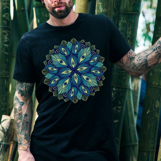 Merkwürdig Psychedelic Eyes Blue Floral T-Shirt (Von Creator hochgeladen)