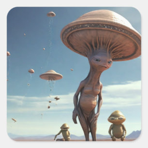 Merkwürdige Alien Planet Quadratischer Aufkleber