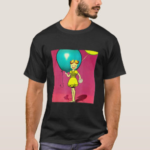 Merkwürdige alte Katzen-Typ-Frau, die Luftballons T-Shirt