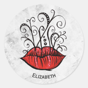 Merkwürdige gotische Lippen Tattoo Oddity Name Runder Aufkleber