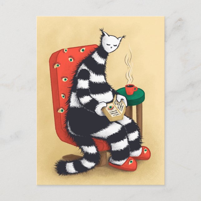 Merkwürdige Katzenkunst Postkarte (Vorderseite)