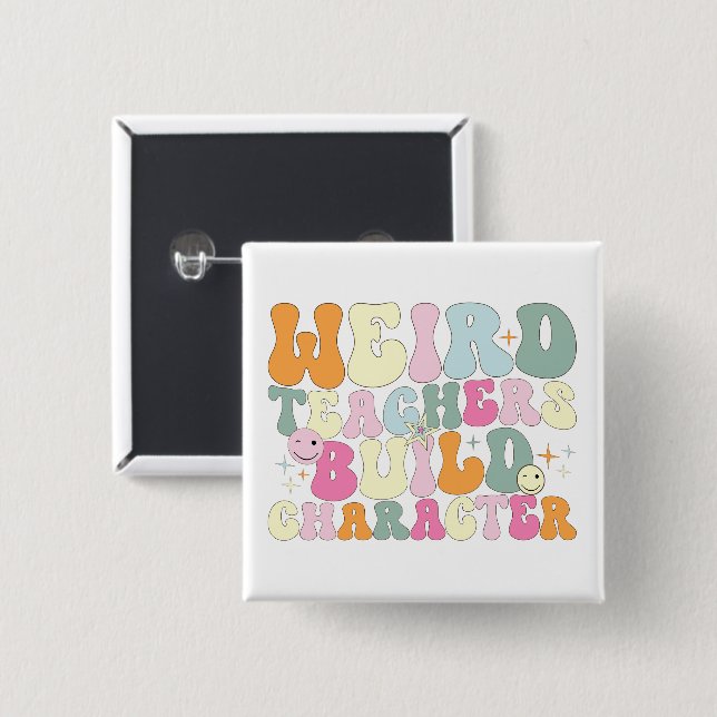 Merkwürdige Lehrer bauen Charakterlehrer Cool Button (Vorne & Hinten)