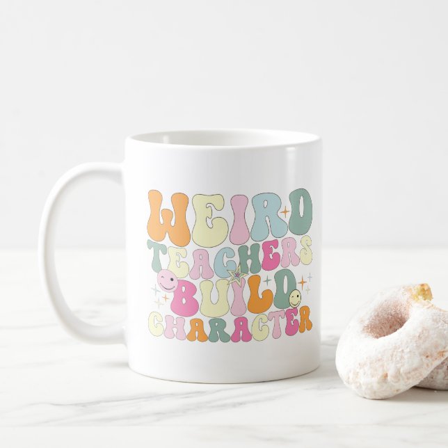Merkwürdige Lehrer bauen Charakterlehrer Cool Kaffeetasse (Mit Donut)