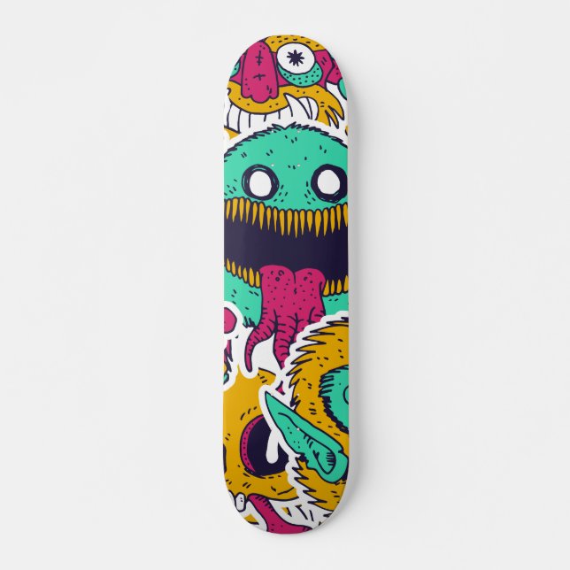 Merkwürdige Monster-Skulls-Muster Skateboard (Vorne)