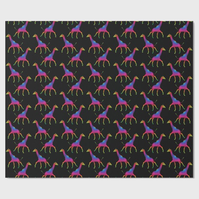 Merkwürdige Psychedelic Giraffe Geschenkpapier (Flach)