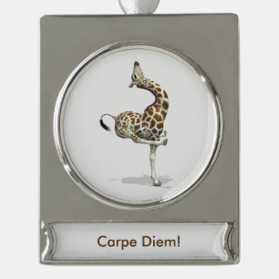 Merkwürdige Sportive Giraffe Banner-Ornament Silber