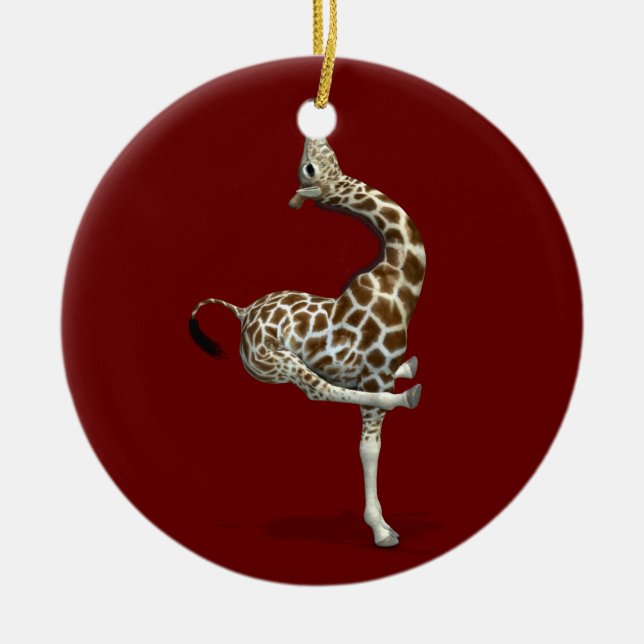 Merkwürdige Sportive Giraffe Keramik Ornament (Vorne)