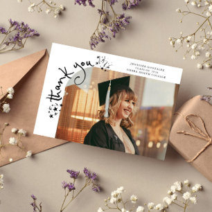 Merkwürdige Sterne Weiße Abschlussfoto Dankeschön Ankündigung