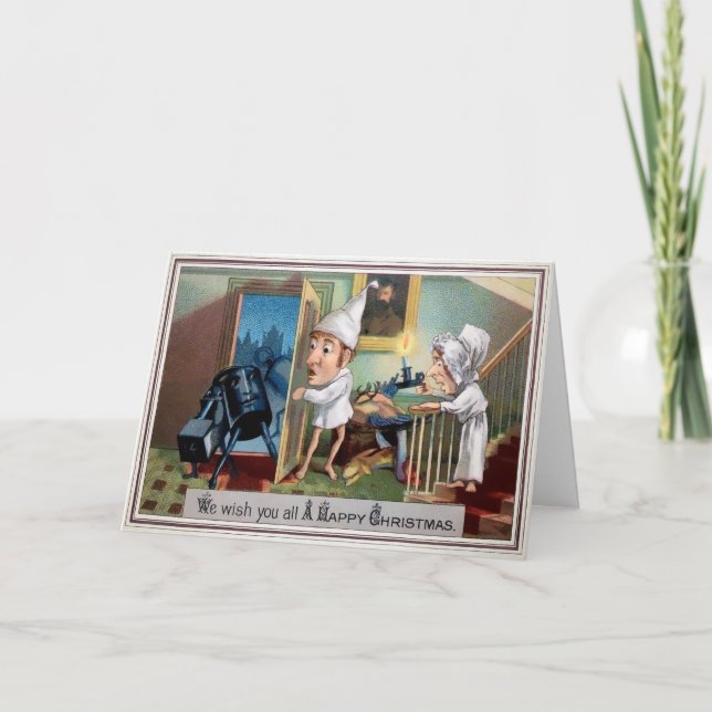 Merkwürdige Viktorianische Weihnachtskarte Feiertagskarte (Vorderseite)