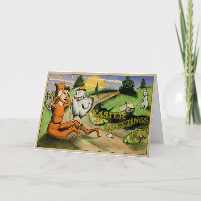 Merkwürdige Vintage Osterkarte Feiertagskarte (Vorderseite)