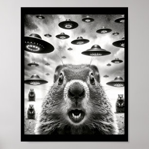 Merkwürdige Waldmurmeltiere Selfie mit Alien Ufo L Poster