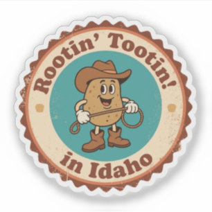 Merkwürdiger Idaho-Abzeichen_Cowboy-Kartoffel mit Aufkleber