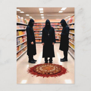Merkwürdiges okkultes Ritual im Lebensmittelgeschä Postkarte