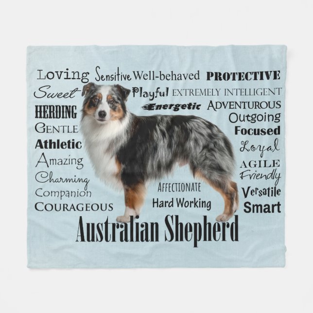 Merle Australian Shepherd Fleecedecke (Vorderseite (Horizontal))