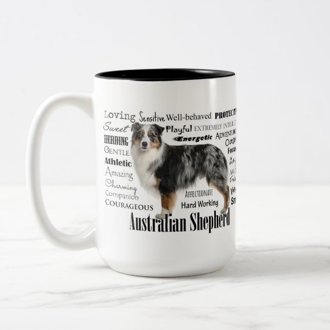 Merle Australian Shepherd Zweifarbige Tasse (Links)