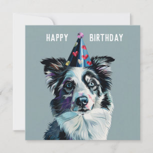 Merle Border Collie Birthday Karte